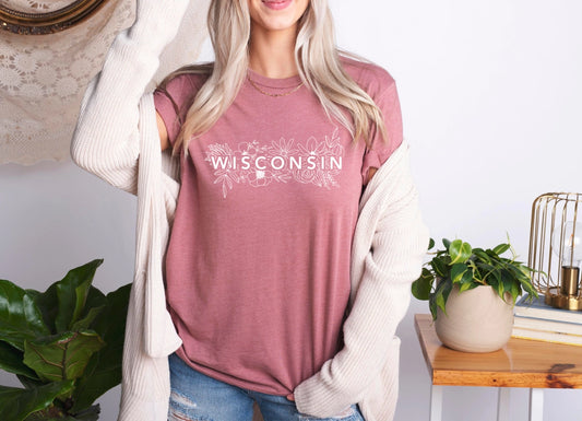 T-shirt, Wisconsin Flowers (Mauve)