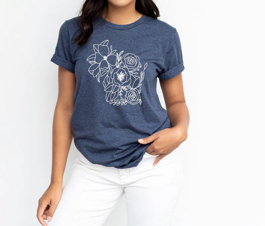T-shirt, Wisconsin State Floral (Navy)
